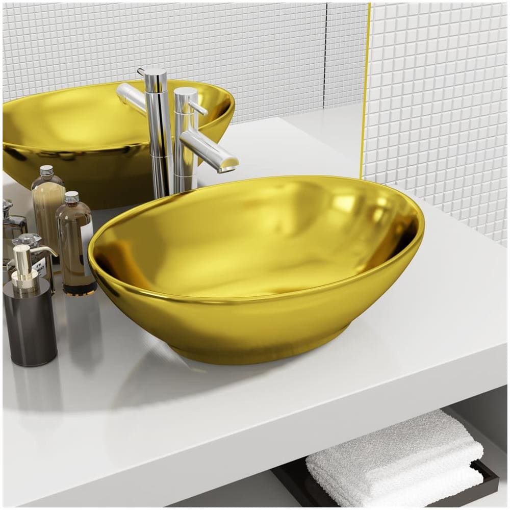 Lavandino 40x33x13,5 Cm In Ceramica Oro - Foto 1