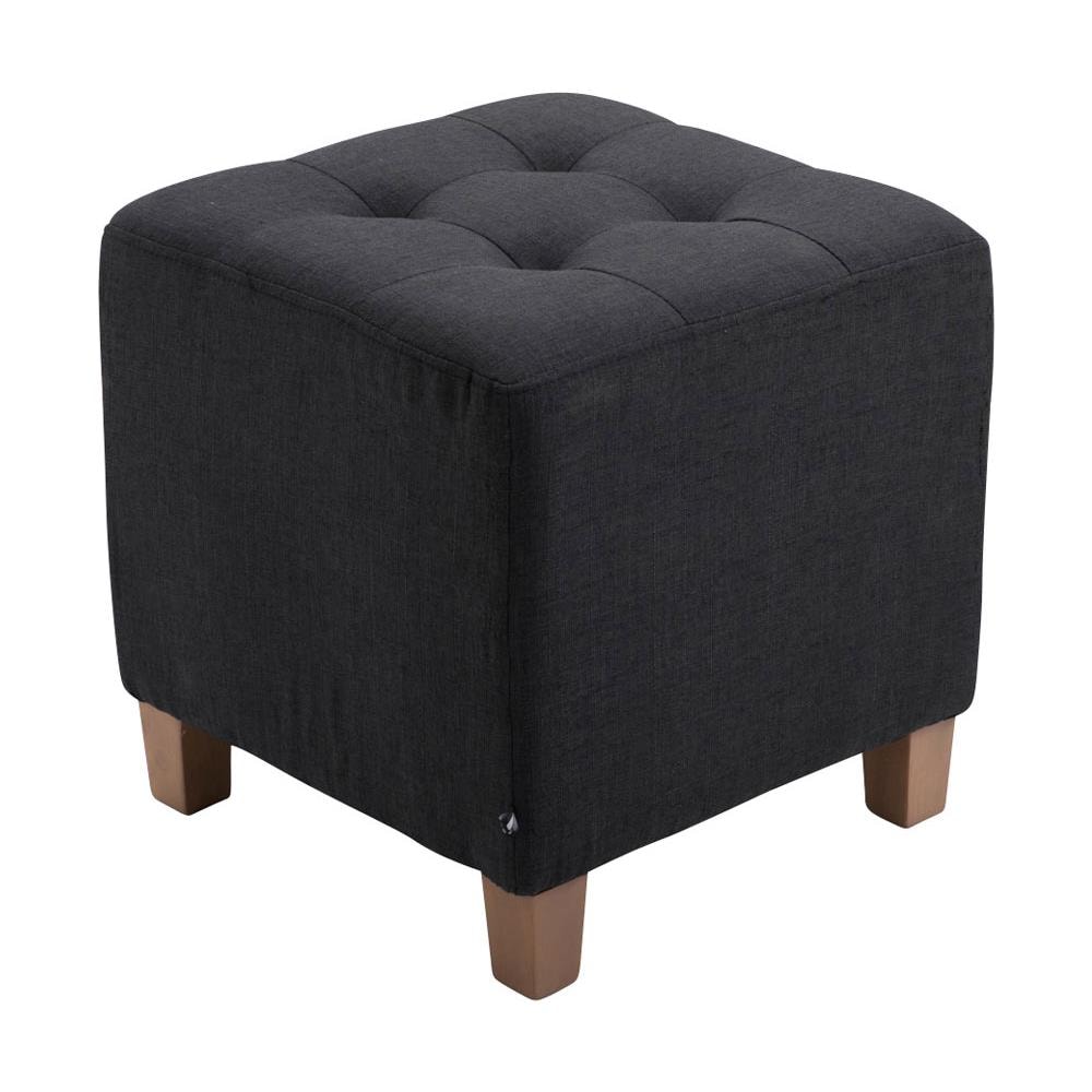 Poggiapiedi Divano Pharao - Sgabello Pouf Capitonné Imbottito in Tessuto I Sgabello Basso Salotto Piedini in Legno I Sgabello Quadrato da Sala 45x45 cm I Pouf Design Salotto Nero - Foto 1
