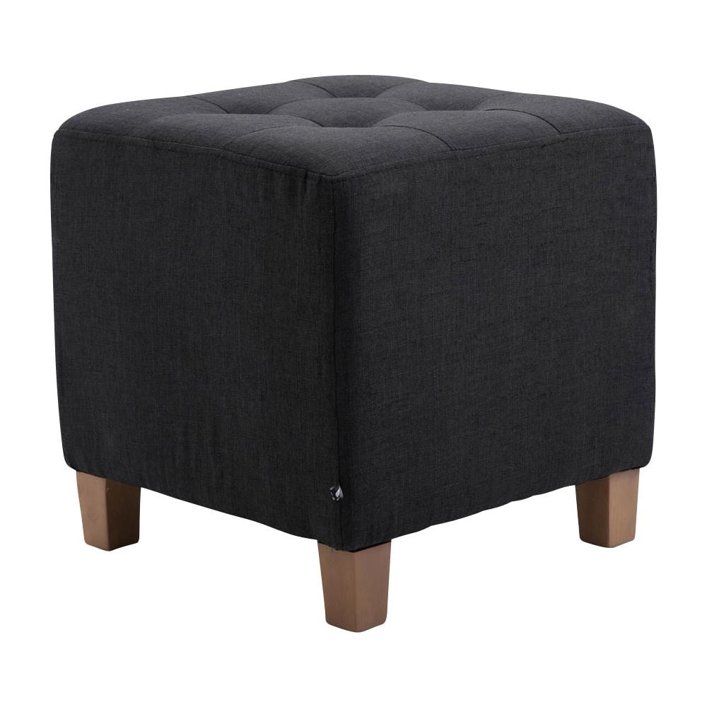Poggiapiedi Divano Pharao - Sgabello Pouf Capitonné Imbottito in Tessuto I Sgabello Basso Salotto Piedini in Legno I Sgabello Quadrato da Sala 45x45 cm I Pouf Design Salotto Nero - Foto 2