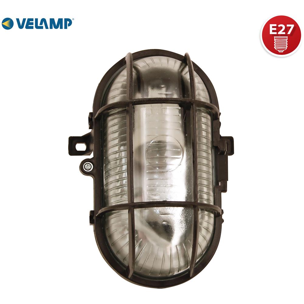 Applique Ovale In Plastica + Vetro Attacco E27 Max 60w Nero - Foto 1