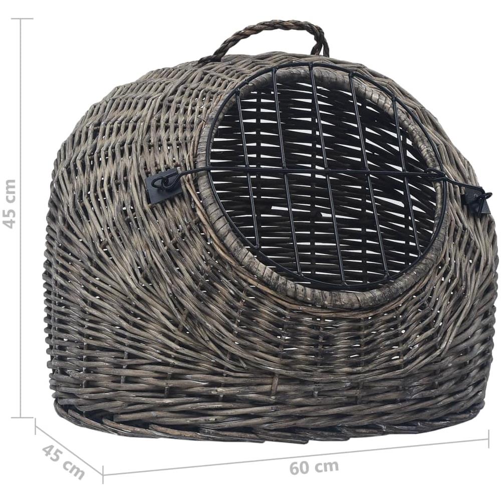 Trasportino Per Gatti Grigio 60x45x45 Cm In Salice Naturale - Foto 8