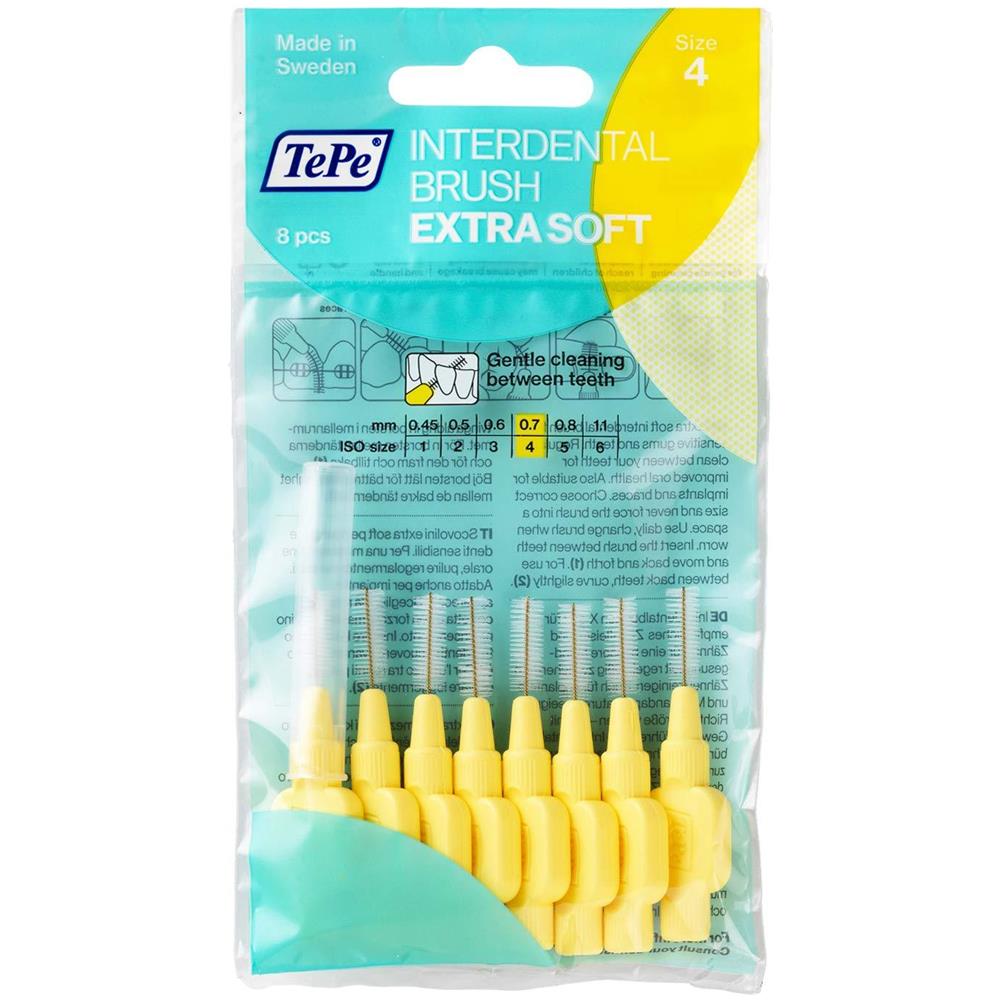 Scovolini Giallo Extra Soft (07 Millimetri - Dimensioni 4) Pulizia Semplice Ed Efficace Degli Spazi Interdentali Confezione Da 8 Pennelli - Foto 1