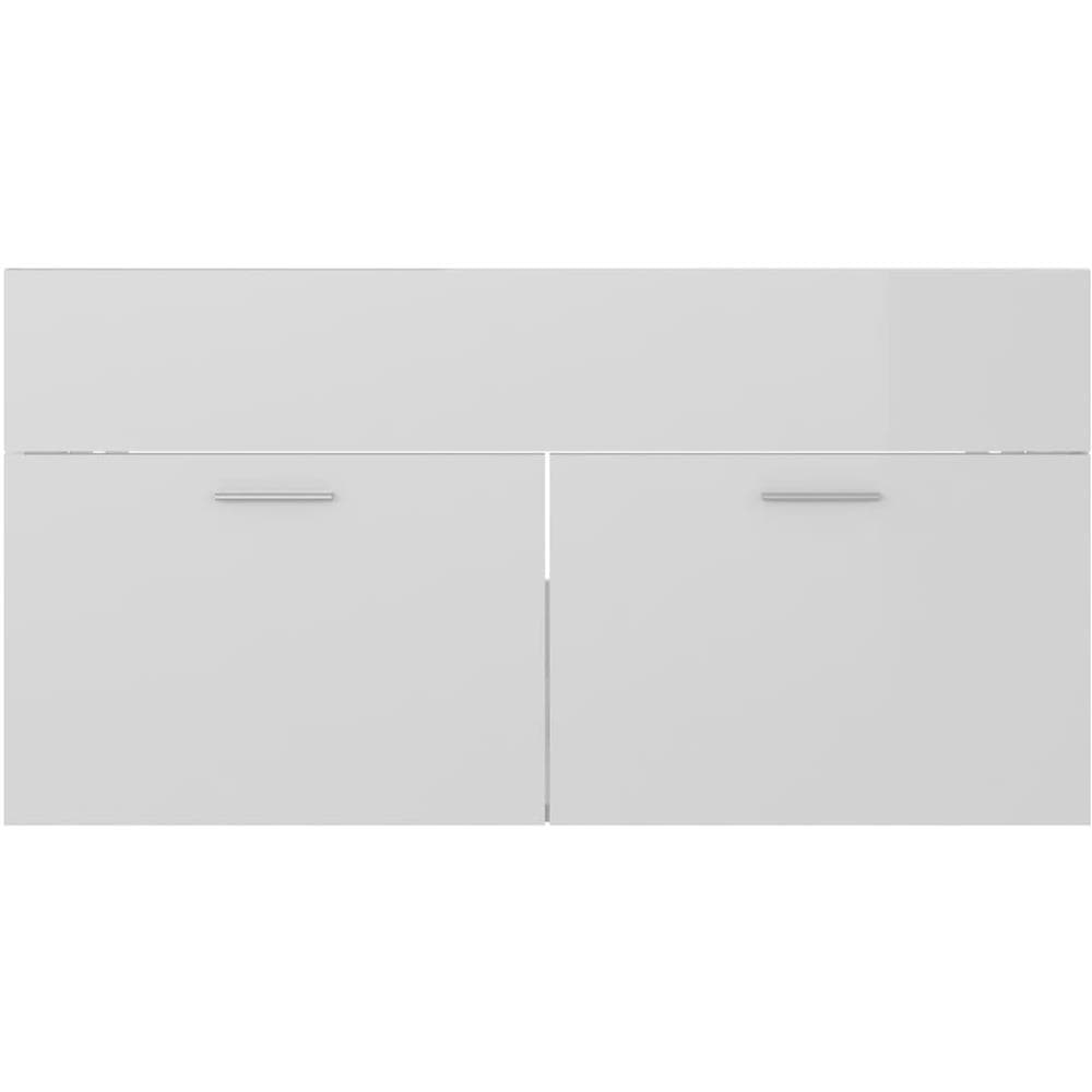 Mobile Bagno con Lavabo Integrato Bianco Lucido in Truciolato - Foto 7