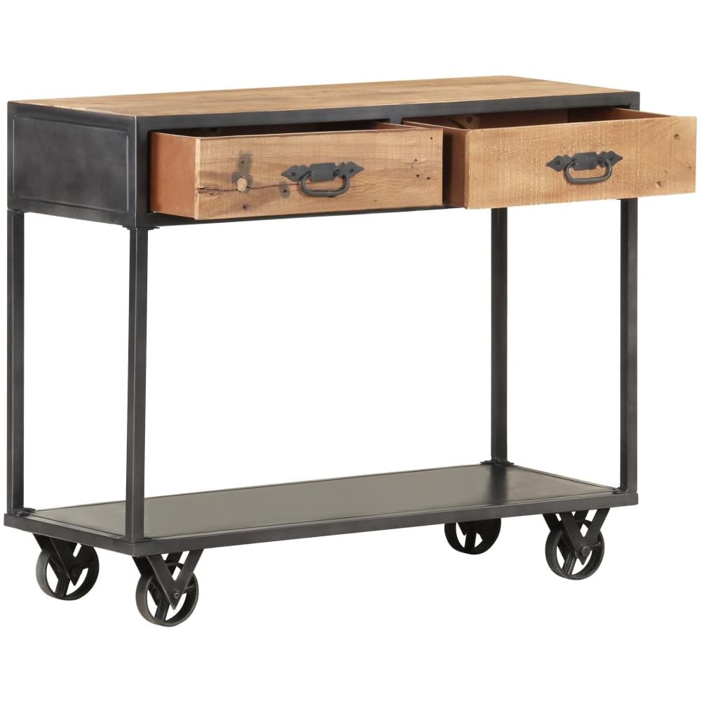 Tavolo Consolle 90x35x74cm In Legno Massello Di Recupero - Foto 2