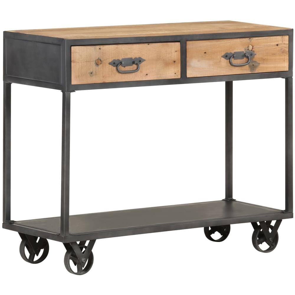 Tavolo Consolle 90x35x74cm In Legno Massello Di Recupero - Foto 8