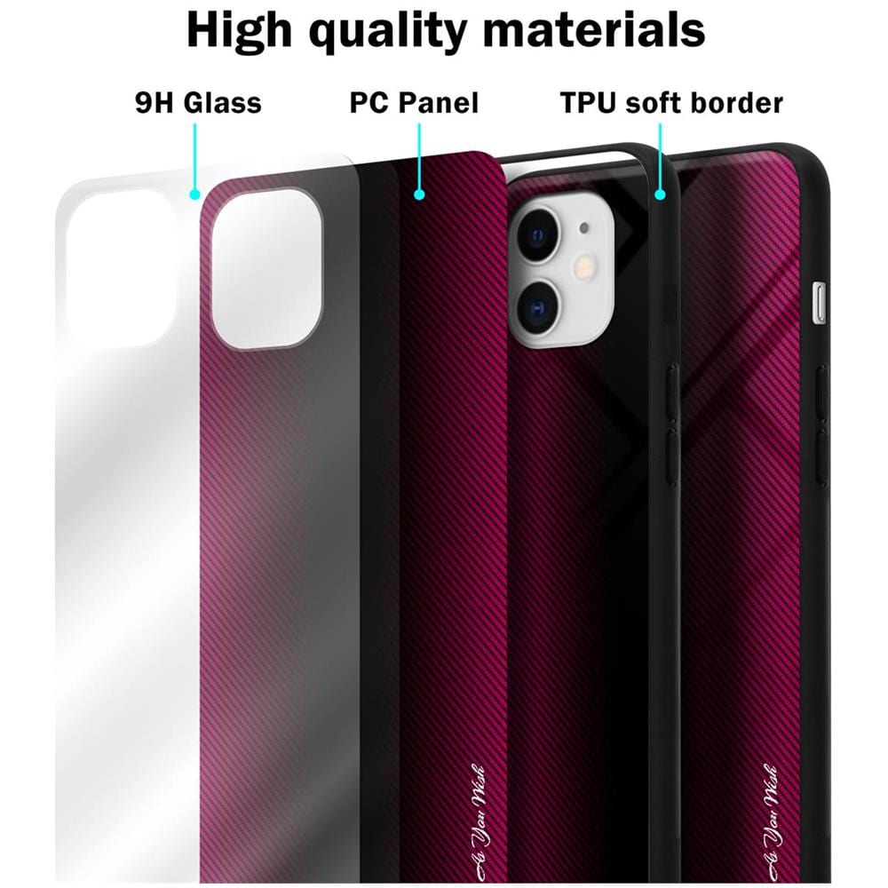 Custodia Compatibile Con Apple Iphone 11 - Ottica A Strisce In Cremisi Rosa - Coperchio Protettivo In Vetro Temperato E Silicone Tpu - Foto 7