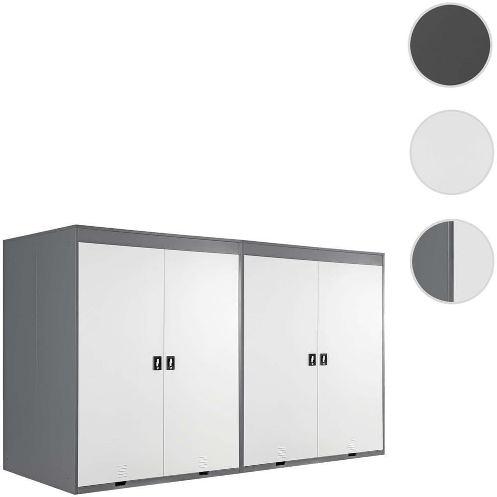 Garage Armadio Per Biciclette HWC-H66 Con Serratura, Doppio Box In Metallo Verniciato Grigio Chiaro, Porta Due Bici - 4
