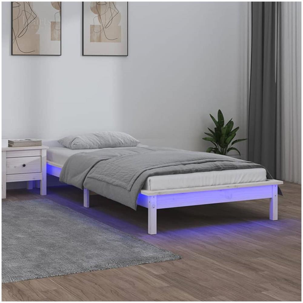 Giroletto con LED Bianco 90x190 cm Single in Legno Massello - Foto 1