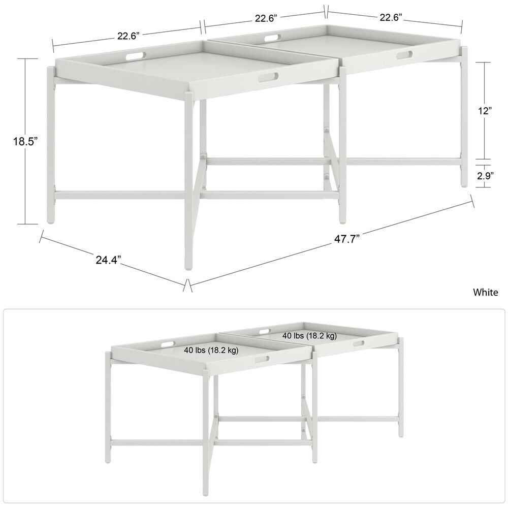 Poly Tavolino Con Piano A Vassoio Estraibile In Mdf Bianco - Foto 2