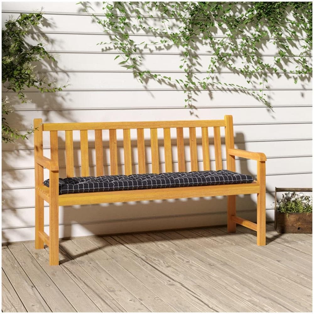 Cuscino Per Panca Motivo A Quadri Nero 180x50x7 Cm Tessuto - Foto 1