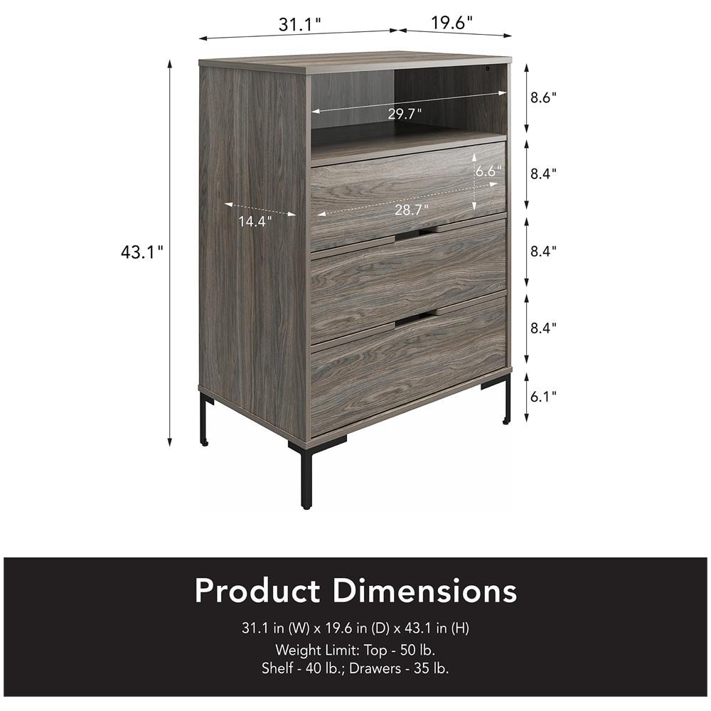 Rayburn Comò In Truciolare Laminato Rovere Stagionato - Foto 2