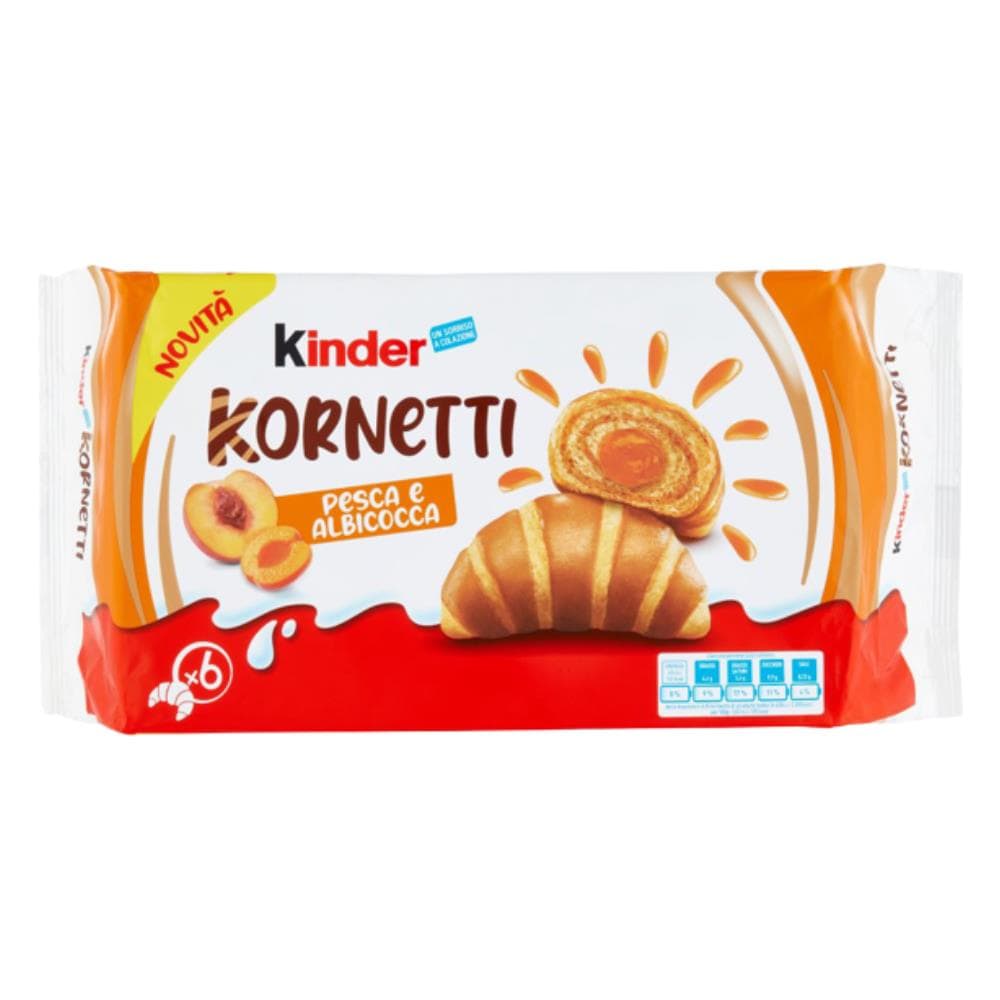Kinder Kornetti Pesca E Albicocca Confezione Di 6 Cornetti Da 42 Grammi - Foto 1