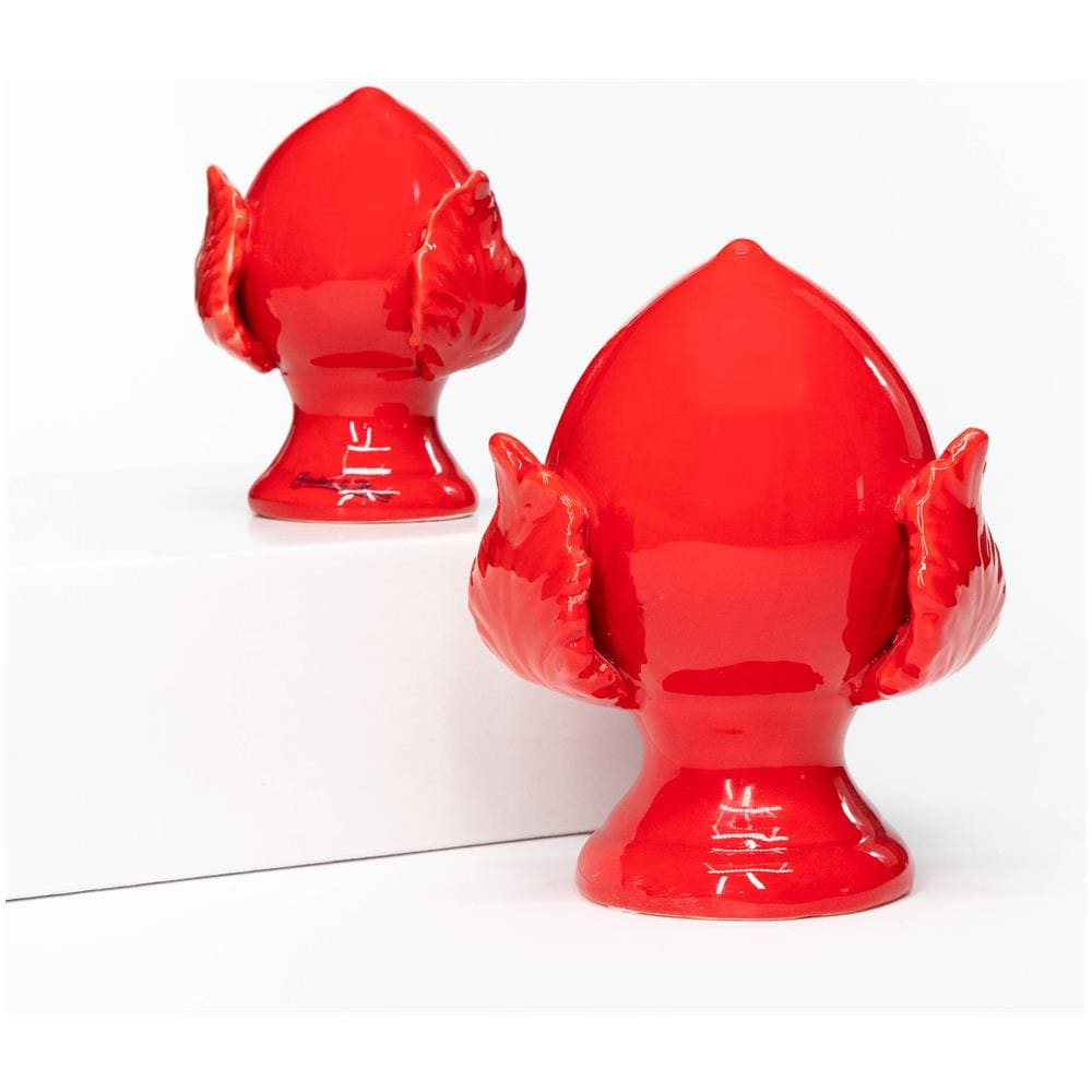Pumo Colorato Rosso Salentino Chiuso New Decorazione In Ceramica Tipica Pugliese Piccolo H 9 Cm - Foto 1