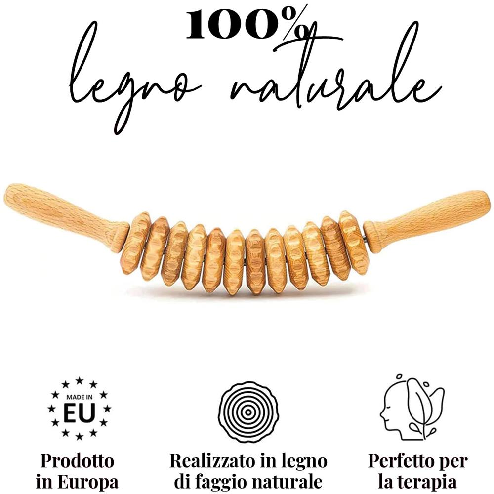 Rullo Massaggiatore Anticellulite In Legno Curvato, Massaggiatore Linfodrenante In Maderoterapia - Foto 1
