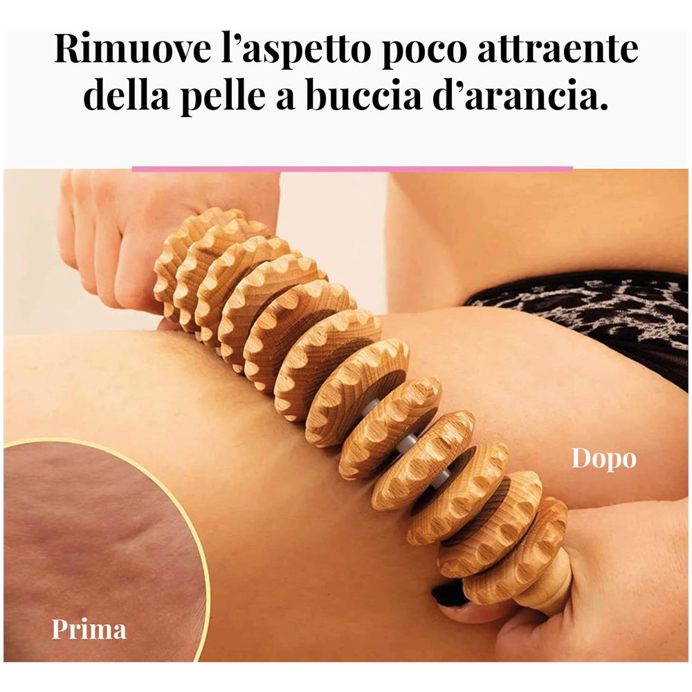Rullo Massaggiatore Anticellulite In Legno Curvato, Massaggiatore Linfodrenante In Maderoterapia - Foto 3