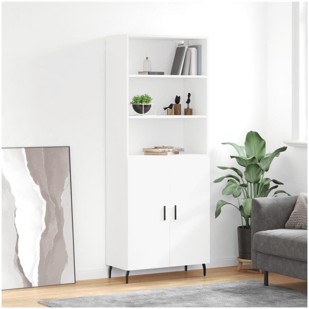 Credenza Bianca 69,5x34x180 Cm In Legno Multistrato - Foto 1