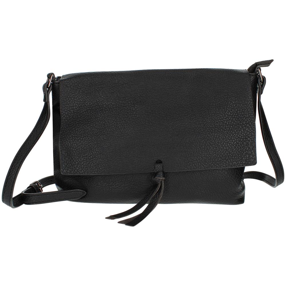 Borsa A Tracolla Con Patta In Similpelle - Paris - Nera - Foto 1