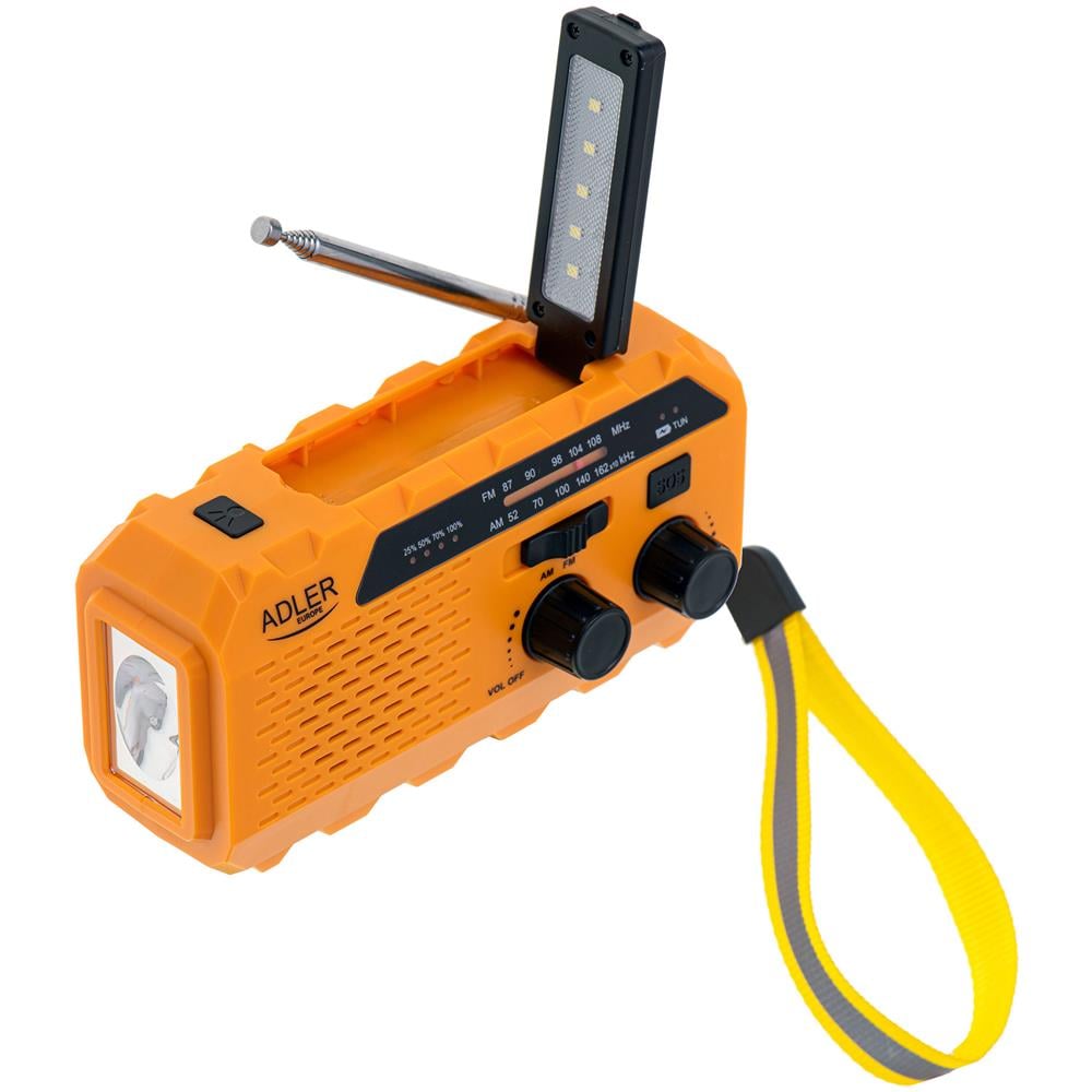 Ad1197 Radio Solare Portatile Ricaricabile D'emergenza Con Dynamo Fm Am, Power Bank Giallo - Foto 1
