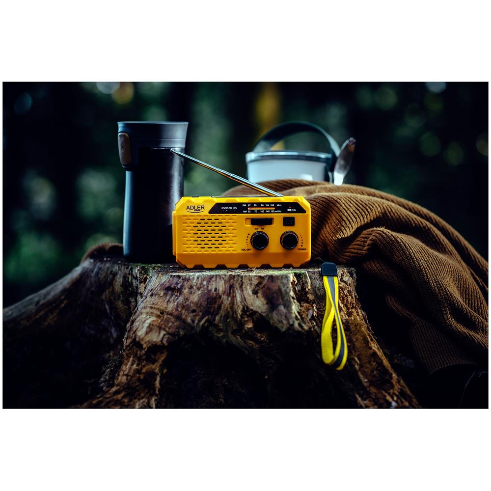 Ad1197 Radio Solare Portatile Ricaricabile D'emergenza Con Dynamo Fm Am, Power Bank Giallo - Foto 2