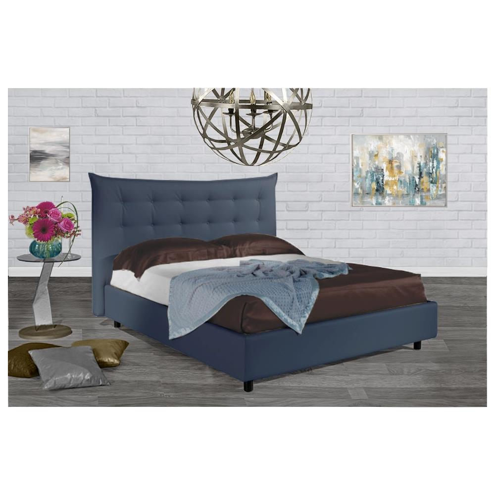 Letto Matrimoniale, Modello Joly, Un'interpretazione Di Un Modello Classico Ma Con Un Carattere Moderno, Rete A Doghe 160x200 Cm, Box Contenitore, Tessuto Giroletto Sfoderabile, Made In Italy - Foto 2