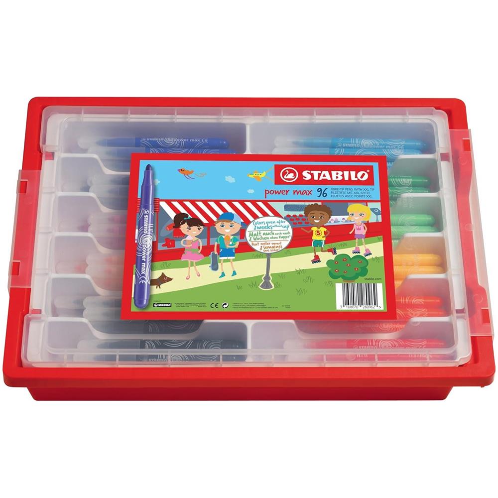 power max - Pennarello - Punta XL - School Box da 96 - 12 Colori Assortiti - Foto 1