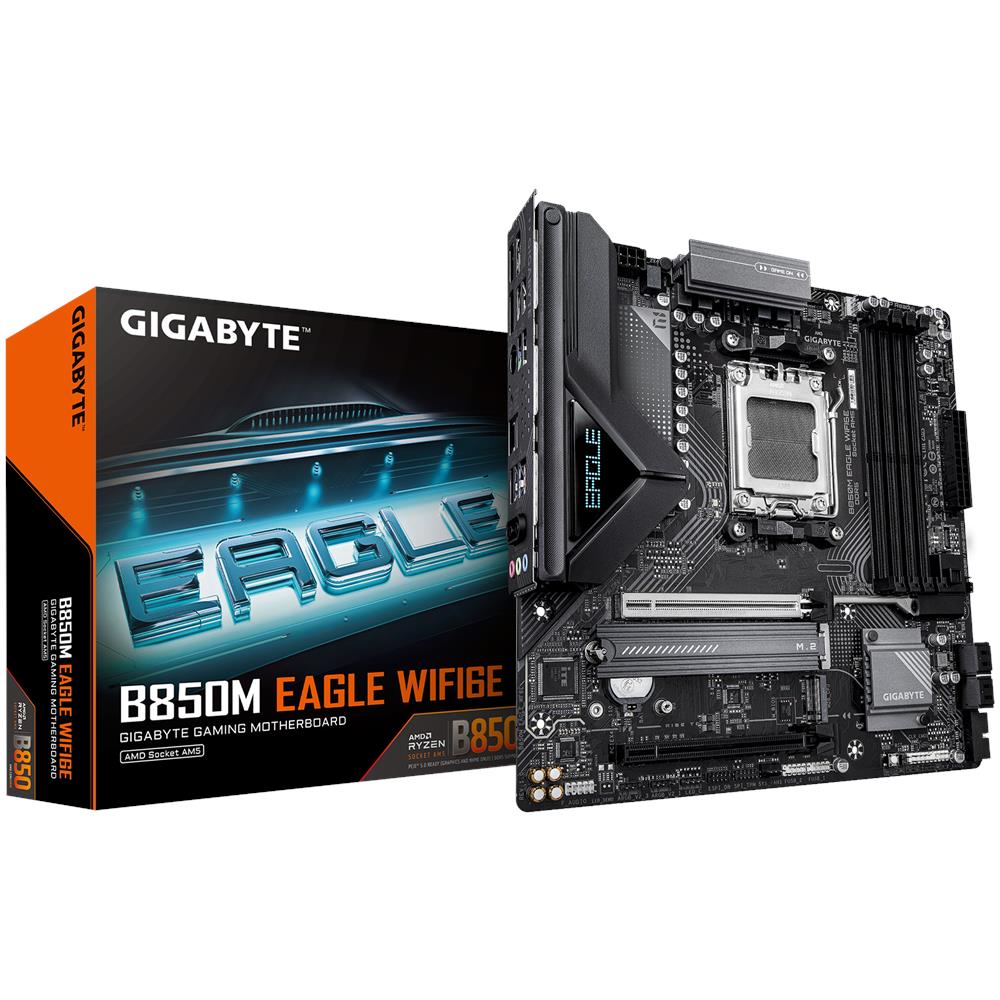 B850M EAGLE WIFI6E Scheda Madre - CPU AMD Ryzen Serie 9000, VRM digitale 8+2+2 fasi, fino a 8200MHz DDR5 (OC), 1xPCIe 5.0 + 1xPCIe 4.0 M. 2, Wi-Fi 6E, LAN 2.5GbE, USB 3.2 Gen 2 - Foto 1