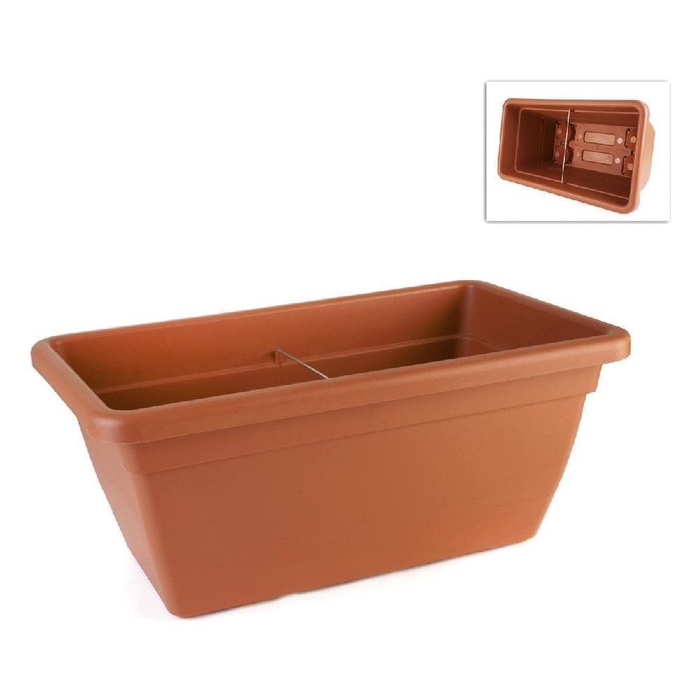 Fioriera Fioriere Vaso Plastica Rettangolare Da 60 Cm Colore Terracotta Mod. Anthea - Foto 1