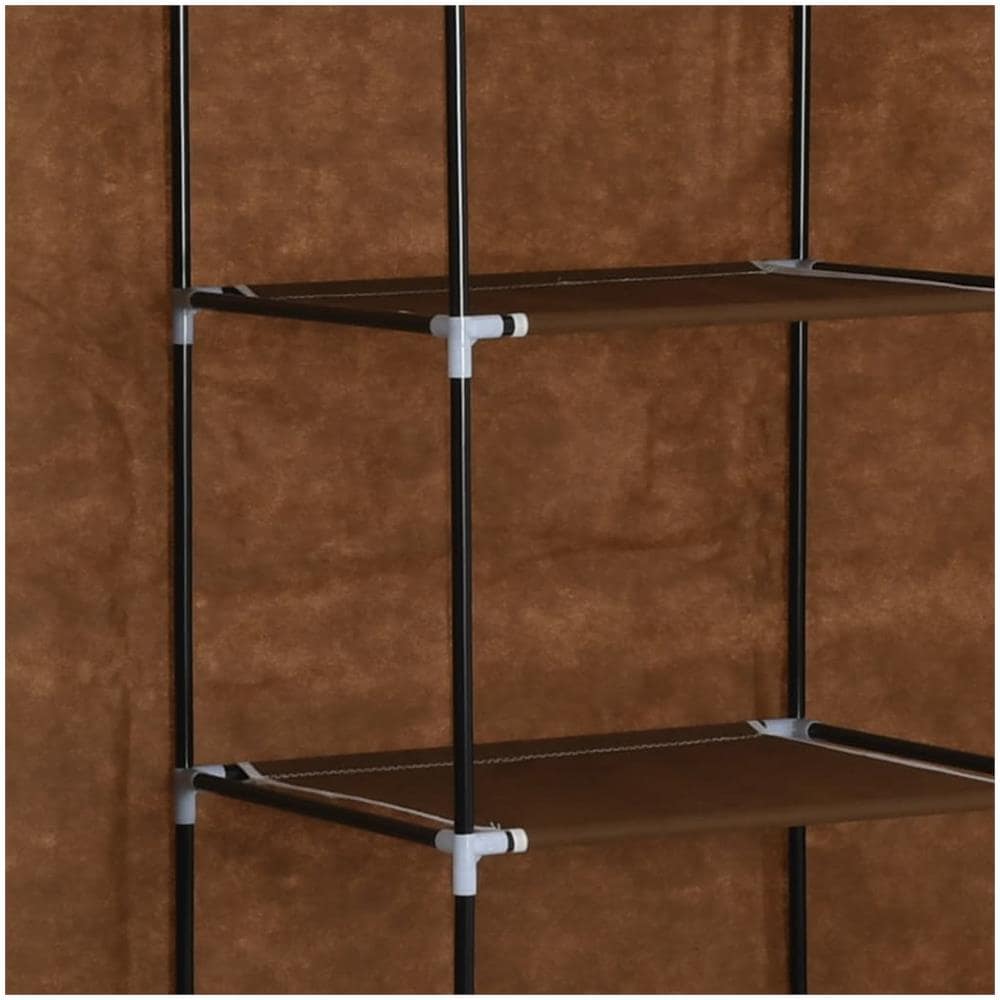 Armadio Con Scomparti E Aste Marrone 150x45x175 Cm In Tessuto - Foto 2