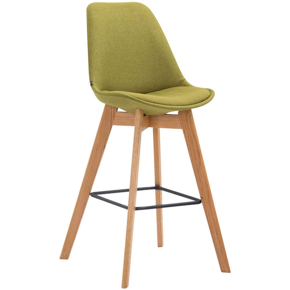 Sgabello Alto Imbottito Bar Metz in Tessuto I Sgabello Bancone Telaio in Legno I Sgabello con Poggiapiedi I Sedia da Bar Verde Natura - Foto 1