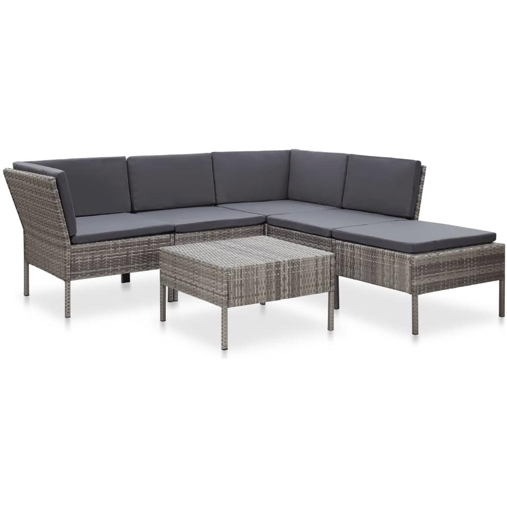 Set Divani Da Giardino 6 Pz Con Cuscini In Polyrattan Grigio - Foto 1