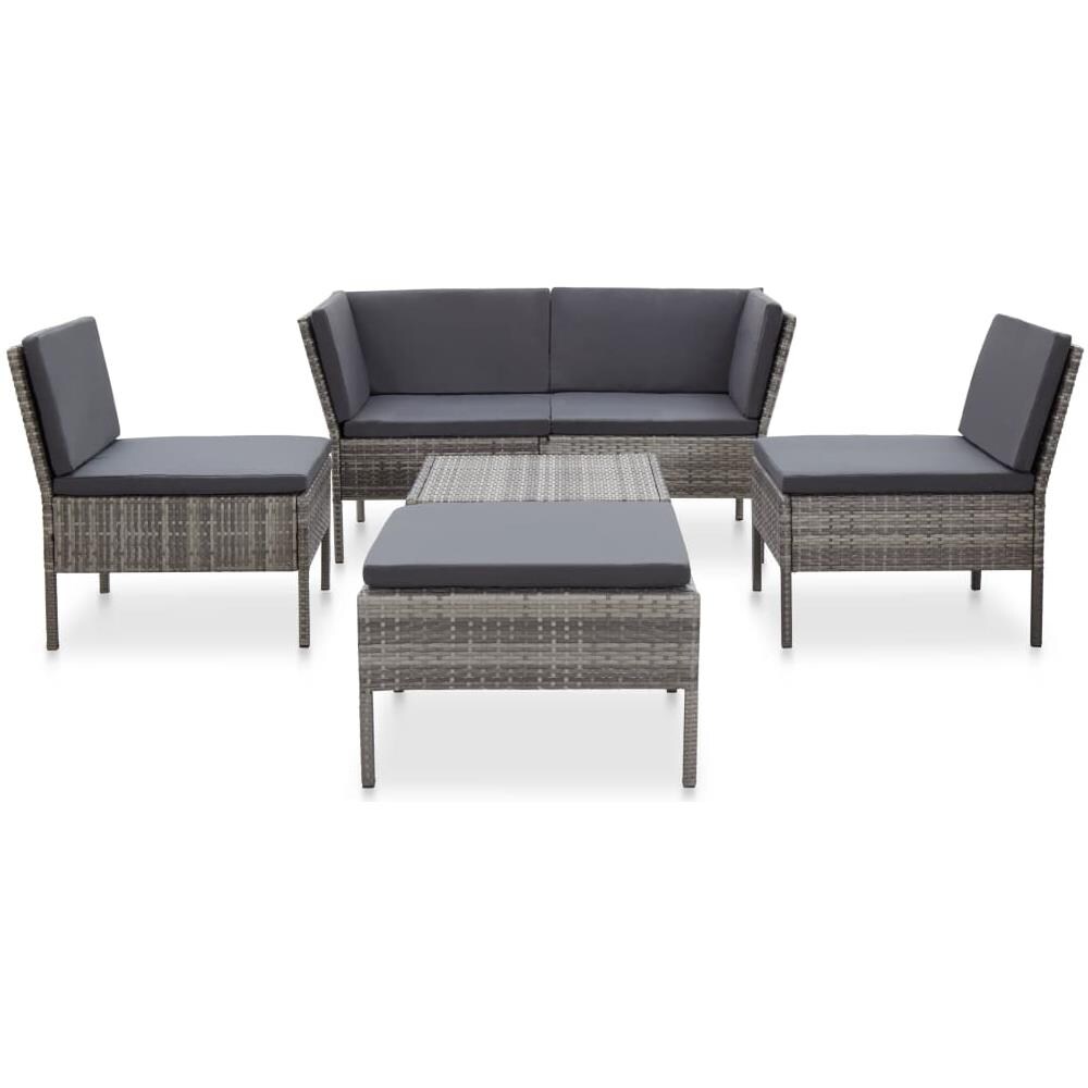 Set Divani Da Giardino 6 Pz Con Cuscini In Polyrattan Grigio - Foto 2
