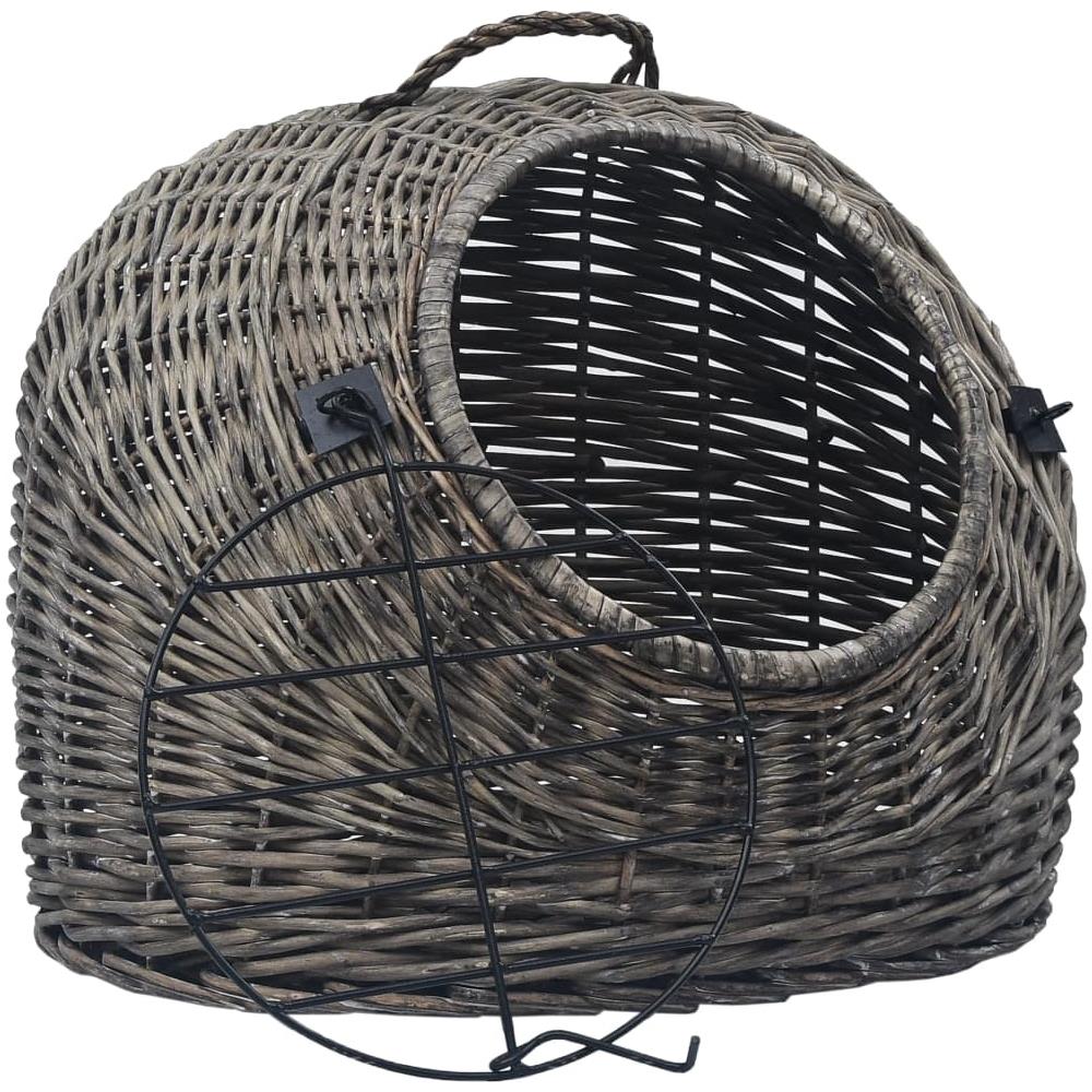 Trasportino Per Gatti Grigio 50x42x40 Cm In Salice Naturale - Foto 2