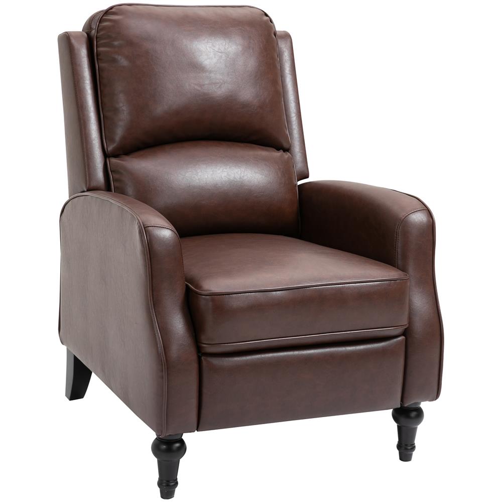 Poltrona Relax Reclinabile Manuale In Similpelle Marrone - Foto 1