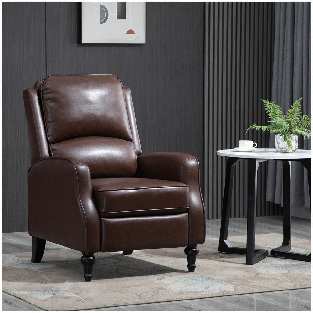 Poltrona Relax Reclinabile Manuale In Similpelle Marrone - Foto 2