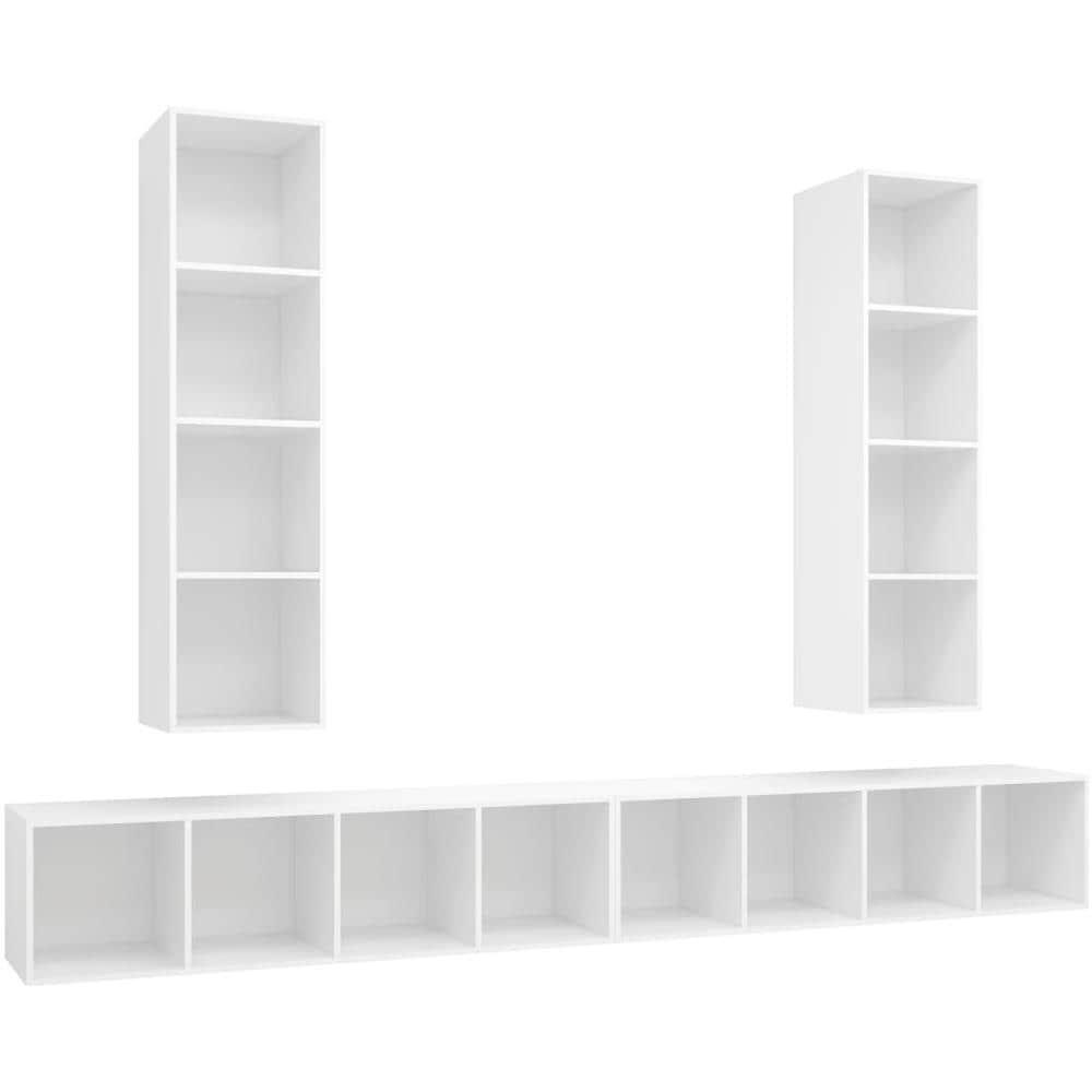 Mobile TV a Parete 4 pz Bianco in Truciolato - Foto 1