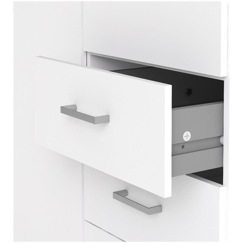 Armadio Guardaroba A Due Ante E Tre Cassetti, Colore Bianco, Misure 77 X 200 X 49,5 Cm - Foto 8
