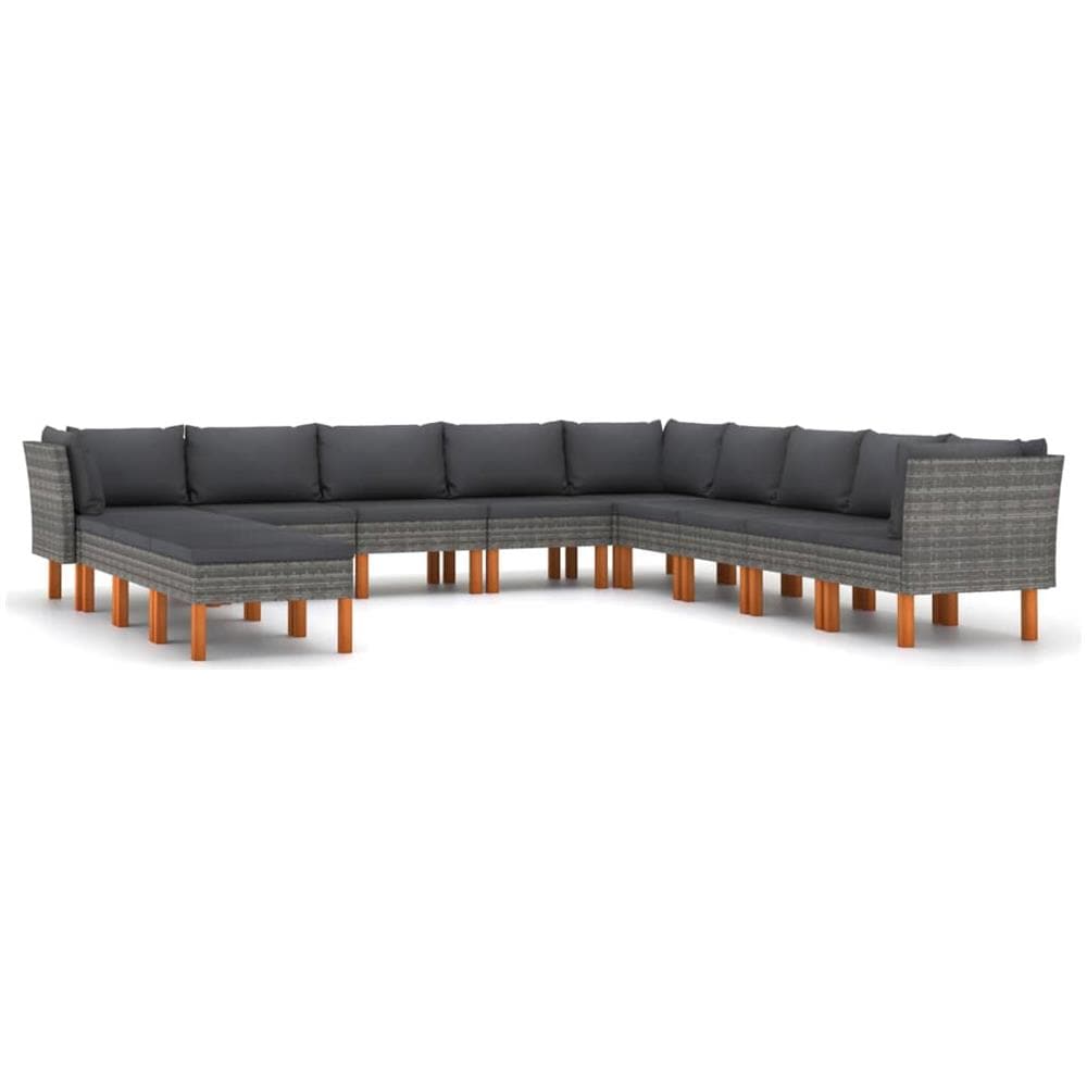 Set Divani da Giardino 12 pz con Cuscini in Polyrattan Grigio - Foto 1