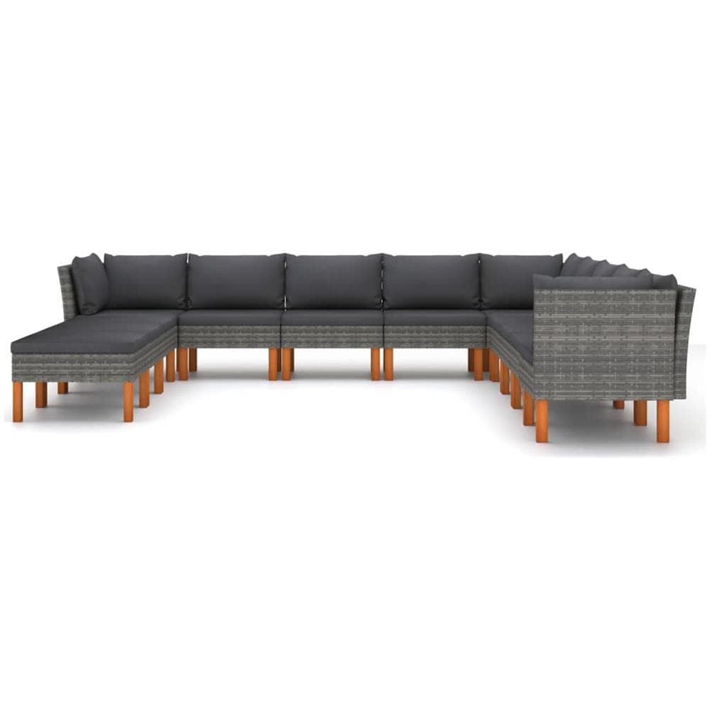 Set Divani da Giardino 12 pz con Cuscini in Polyrattan Grigio - Foto 3