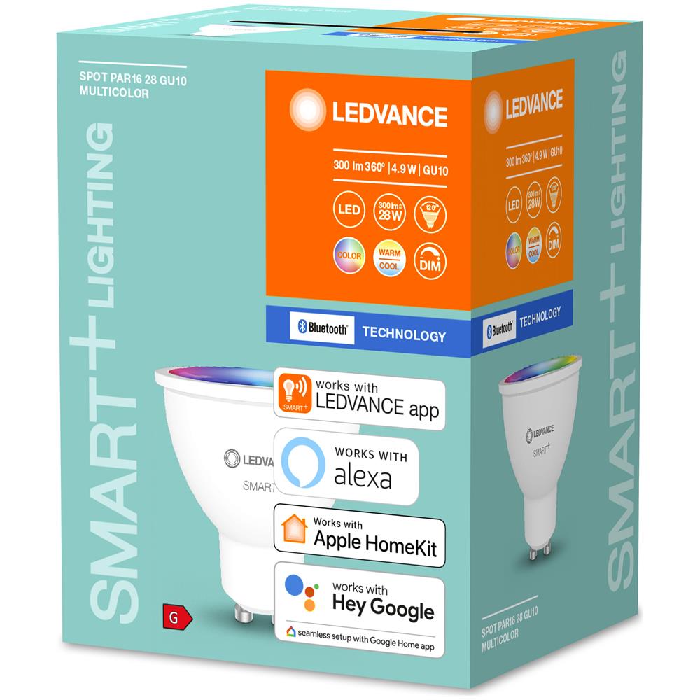 Ledvance Led-lampada Con Riflettore - Gu10 - Rgbw - 2700…6500 K - 5 W - 40w Equivalenti - Bluetooth - Smart+ Spot Gu10 Multicolour - Foto 2