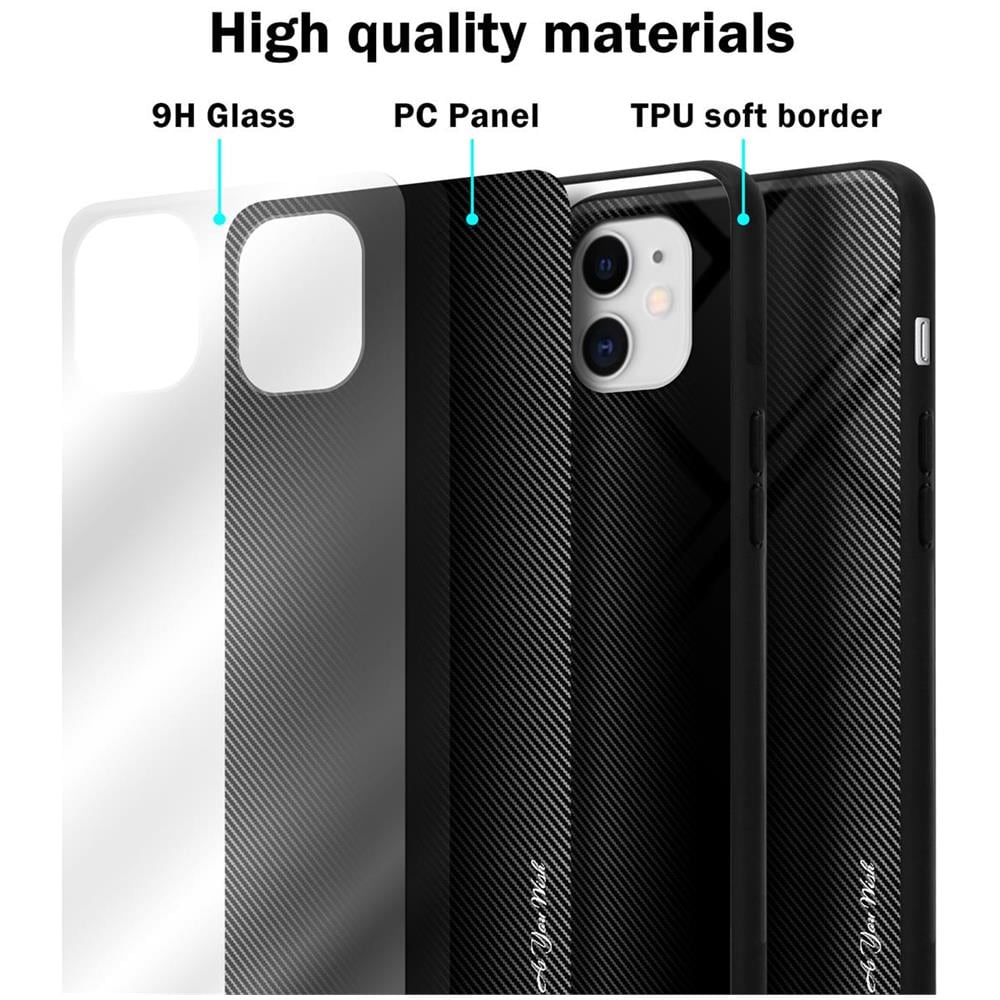 Custodia Compatibile Con Apple Iphone 11 - Ottica A Strisce In Opale Nero - Coperchio Protettivo In Vetro Temperato E Silicone Tpu - Foto 7