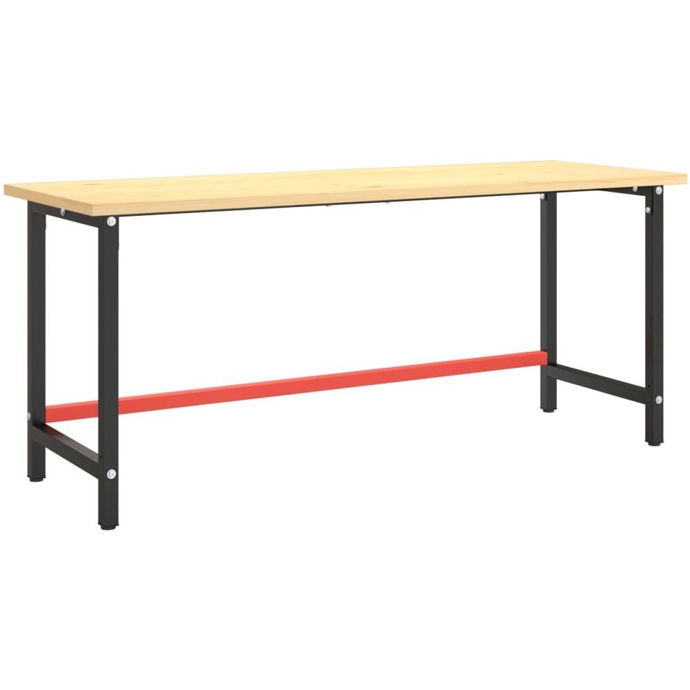 Telaio Banco Da Lavoro Nero E Rosso Opaco 180x57x79 Cm Metallo - Foto 2