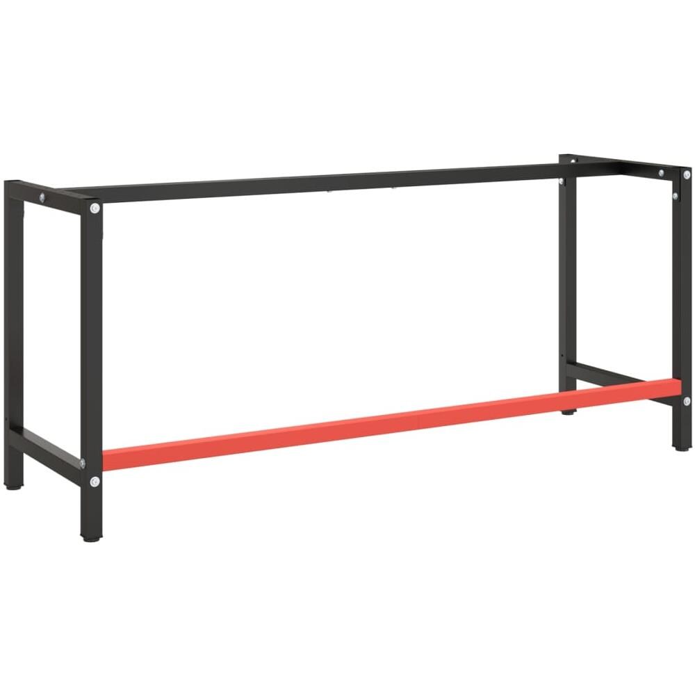 Telaio Banco Da Lavoro Nero E Rosso Opaco 180x57x79 Cm Metallo - Foto 3