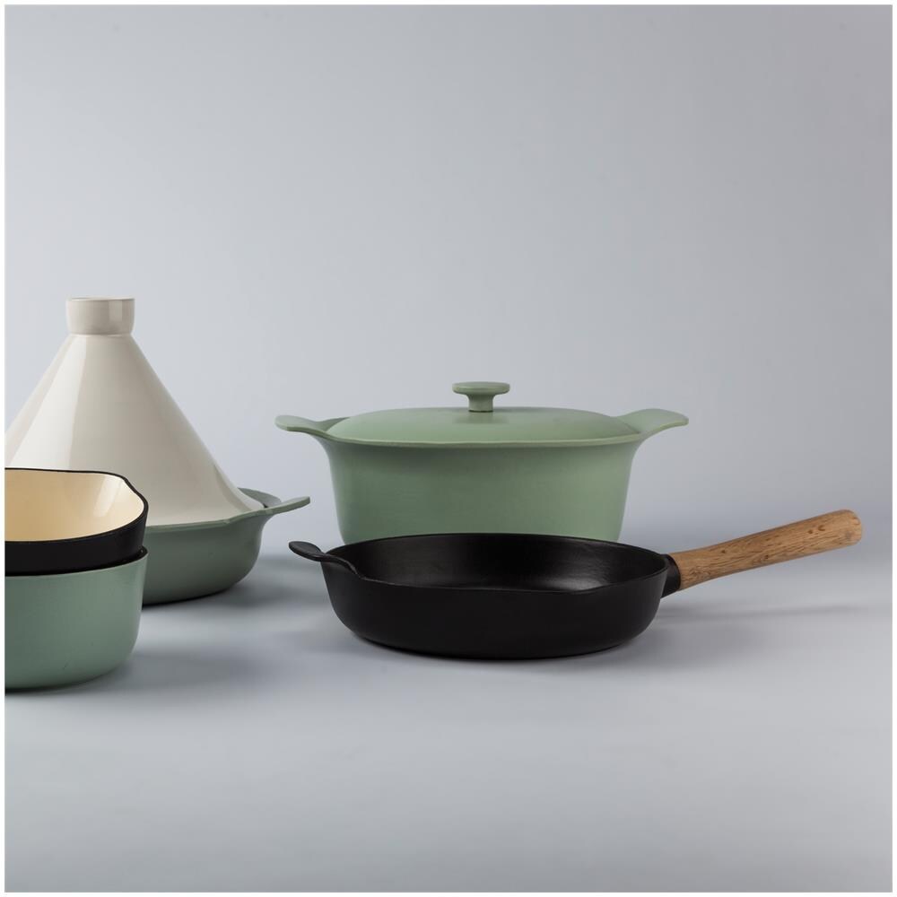Tegame Ovale Con Coperchio Ghisa Verde 28x22cm - Ron - Foto 5