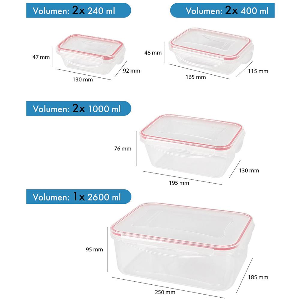 Classbach C-fhd 4008 K 7 Recipienti In Plastica Per Alimenti Con Coperchio Ermetici Contenitori Cucina - Foto 8