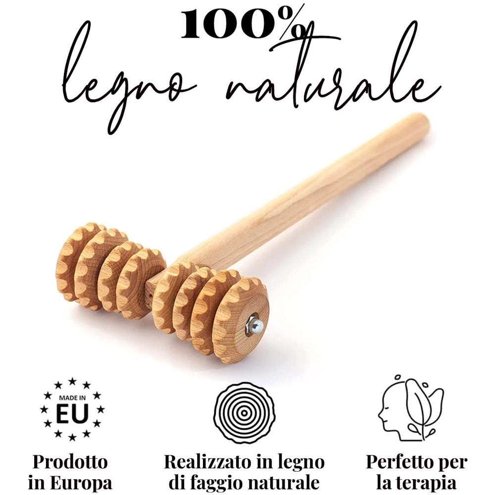 Rullo Massaggiatore A Forma Di T In Legno Per La Cellulite, Massaggiatore Linfodrenante In Maderoterapia - Foto 1