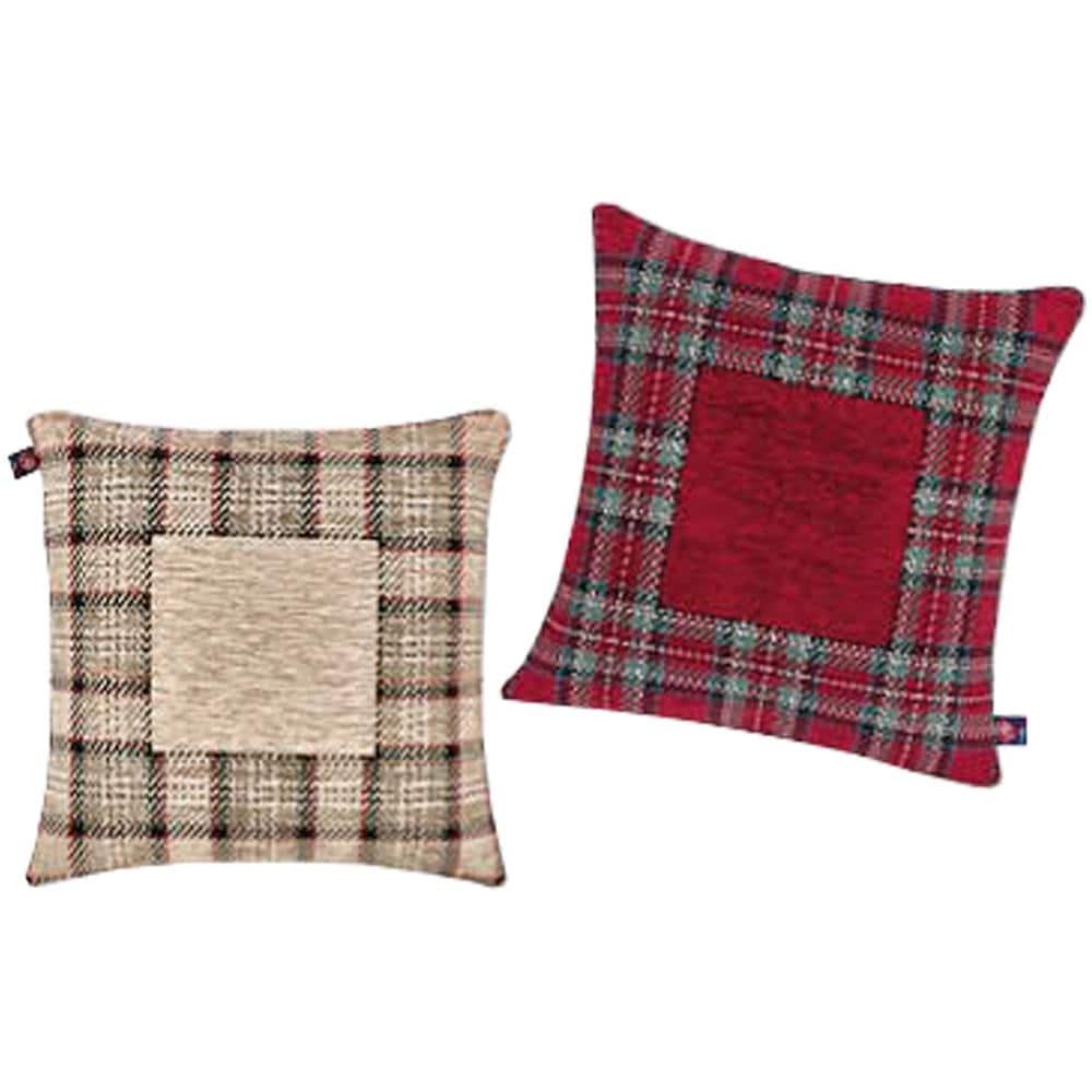 Federa Cuscino Arredo Casa Fodera Tessuto Cinigliato Floreale Tartan 50x50 Tortora - Foto 2