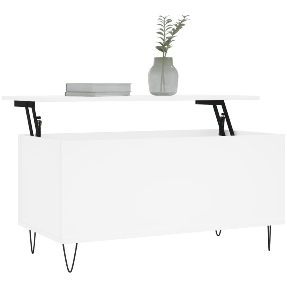 Tavolino Da Salotto Bianco 90x44,5x45 Cm In Legno Multistrato - Foto 3