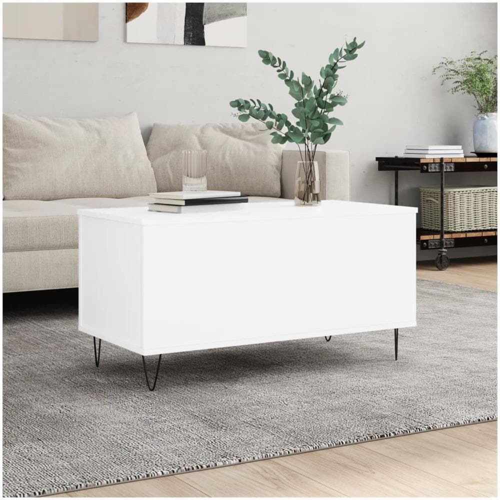 Tavolino Da Salotto Bianco 90x44,5x45 Cm In Legno Multistrato - Foto 1