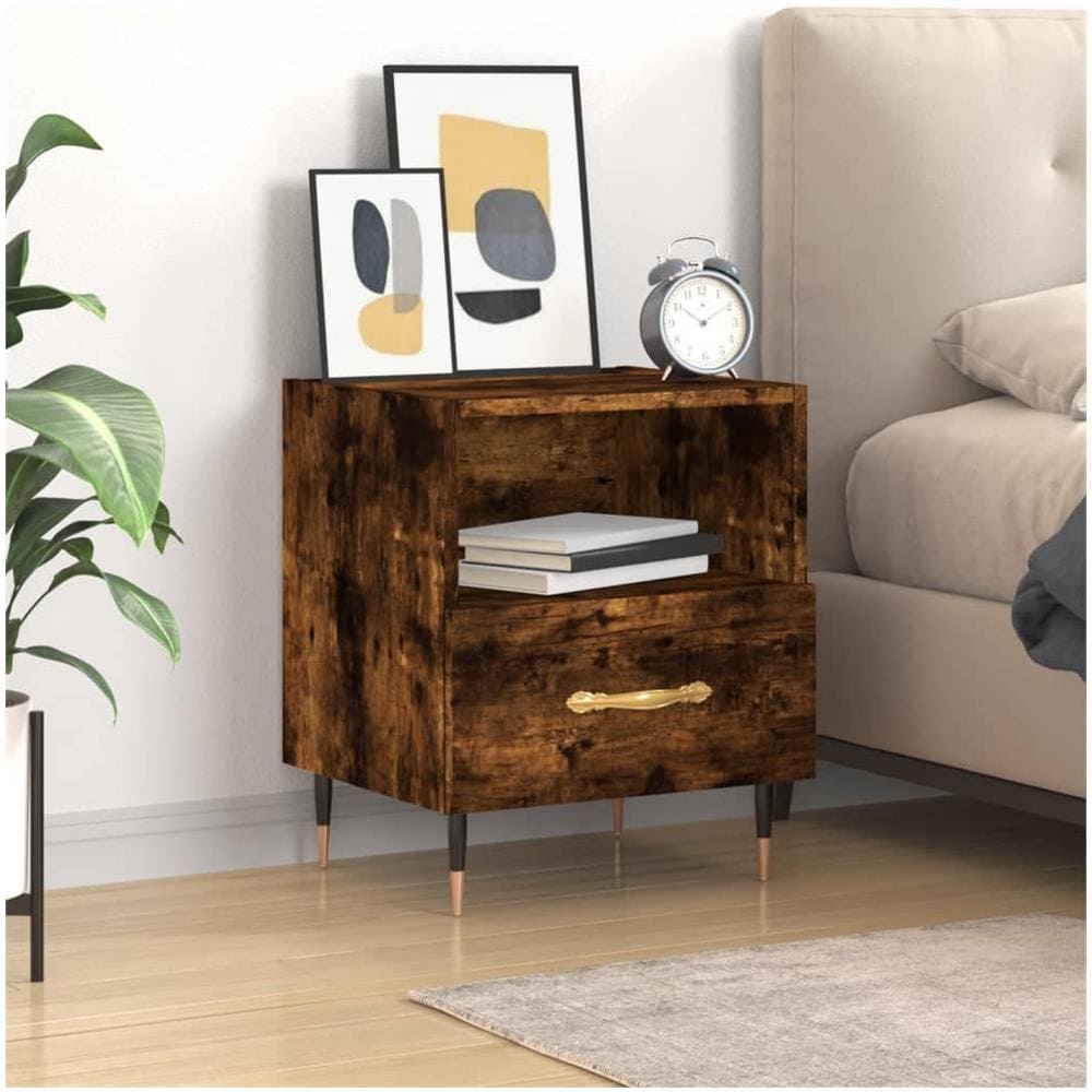 Comodino Rovere Fumo 40x35x47,5 Cm In Legno Multistrato - Foto 1