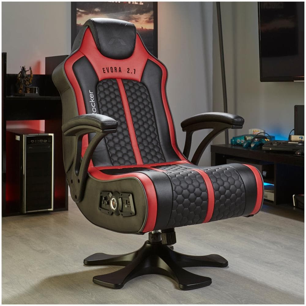 2020014 sedia per videogioco Sedia da gioco per console Sedia tappezzata Nero, Rosso - Foto 1